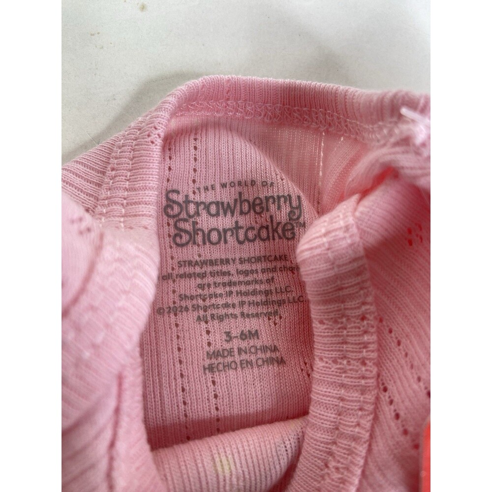Strawberry Shortcake Three Piece Bodysuit Set Pink Baby Girls Size 3-6 Months - Picture 5 of 9